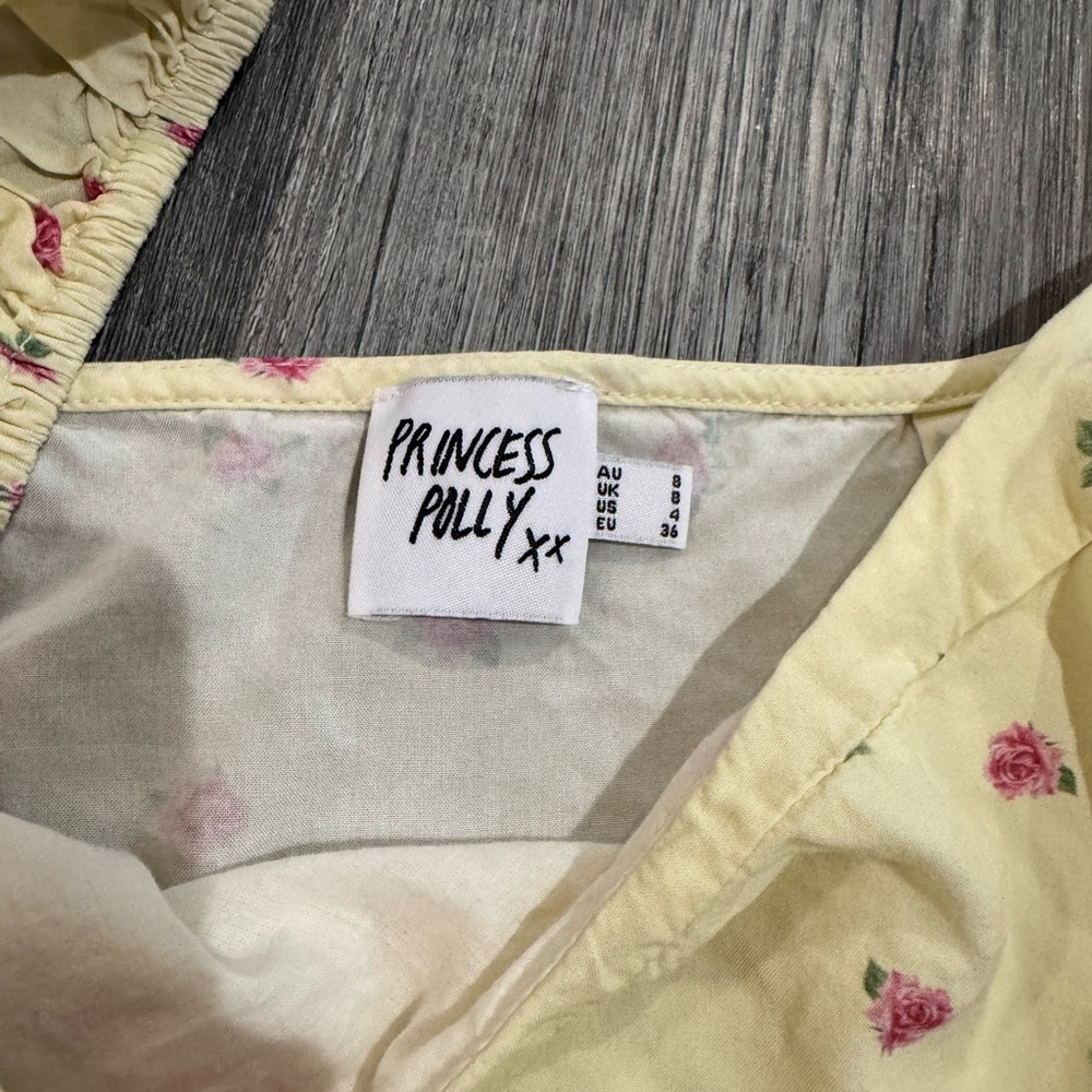 Princess Polly Yellow Floral Puff Sleeve Blouse - Picture 3 of 3